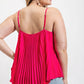 Pleated Tank Top With Adjustable Strap