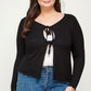 Solid Ribbed Pointelle Cardigan