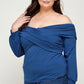 Plus Size Solid Wrap Dressy Top