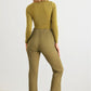 Green Cut-out Tie Knit Long Sleeve Bodysuit