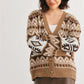 Fair Isle Knit Button-up Long Sleeve Cardigan Sweater