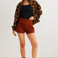 Leopard Teddy Zip-up Two Pocket Jacket