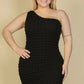 Plus Size Bubble Fabric One Shoulder Bodycon Mini Dress