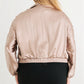 Plus Satin Zip-up Ruched Long Sleeve Cropped Bomber Jacket