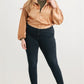 Plus Satin Zip-up Ruched Long Sleeve Cropped Bomber Jacket