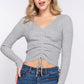 V-neck Shirring Tie Detail Sweater