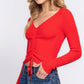 V-neck Shirring Tie Detail Sweater