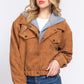 Long Slv Hoodie Corduroy Jacket