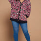 Plus Size Cozy Animal Mir Print With Brush Button Up Cardigan