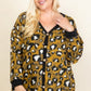 Plus Size Cozy Animal Mir Print With Brush Button Up Cardigan