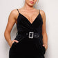 Samba Rhinestone Belt Velvet Jumpsuit