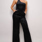 Scarf Top Glitter Velvet Jumpsuit