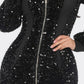 Midi 2 Way Zip Up Sequin Contrast Dress