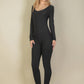 Ribbed Scoop Neck Long Sleeve Jumpsuit