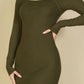 Ribbed Cut Out Front Long Sleeve Bodycon Mini Dress