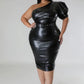 Faux Leather Semi-stretch Dress