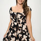 Plus Big Floral Front Tie Ruffle Mini Dress