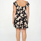 Plus Big Floral Front Tie Ruffle Mini Dress