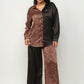 Half Animal Print And Half Solid Top And Pants Set