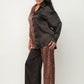 Half Animal Print And Half Solid Top And Pants Set