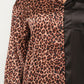 Half Animal Print And Half Solid Top And Pants Set