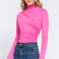 Long Sleeve High Neck Shirring Detail Ity Knit Bodysuit