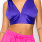 Smock V-neck Satin Bra Top