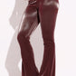 Velvet Pu Flared Pants