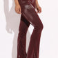 Velvet Pu Flared Pants