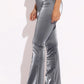 Velvet Pu Flared Pants