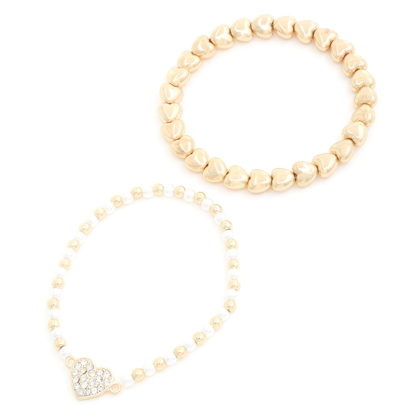 Heart Charm Beaded Bracelet Set