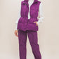 Zip Up Button Puffer Vest With Waist Toggles