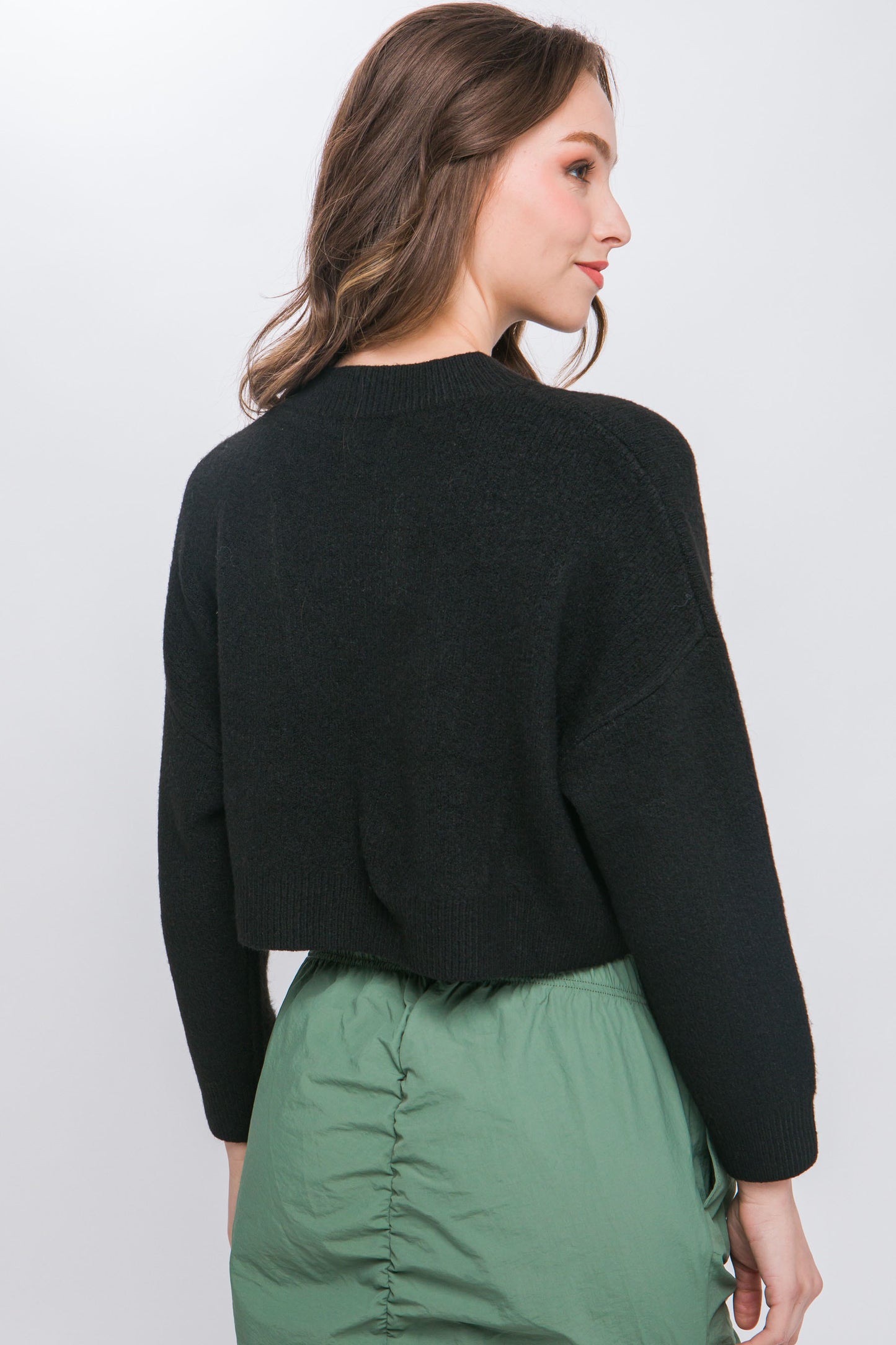 Wool Blend Cropped Sweater Top