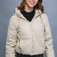 Pu Faux Leather Zipper Hooded Puffer Jacket