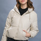 Pu Faux Leather Zipper Hooded Puffer Jacket