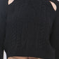 Knit Pullover Sweater With Cold Shoulder Detail