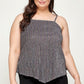 Metallic Stripe Handkerchief Plus Size Top