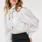 Insert Lace Trim Long Sleeve Blouse