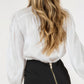 Insert Lace Trim Long Sleeve Blouse