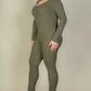 Plus Size Ribbed Scoop Neck Long Sleeve Jumpsuit