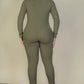 Plus Size Ribbed Scoop Neck Long Sleeve Jumpsuit