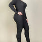 Plus Size Ribbed Scoop Neck Long Sleeve Jumpsuit