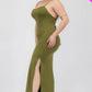 Plus Size Crisscross Back Split Thigh Maxi Dress