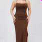 Plus Size Crisscross Back Split Thigh Maxi Dress