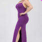 Plus Size Crisscross Back Split Thigh Maxi Dress