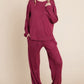 Two Tone Solid Warm And Soft Hacci Brush Loungewear Set