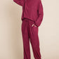 Two Tone Solid Warm And Soft Hacci Brush Loungewear Set