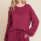 Two Tone Solid Warm And Soft Hacci Brush Loungewear Set