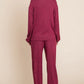 Two Tone Solid Warm And Soft Hacci Brush Loungewear Set