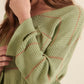 Striped Rib-knit Oversized Pocket Sweater